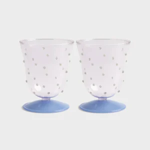 &K water glass dot pink set of 2