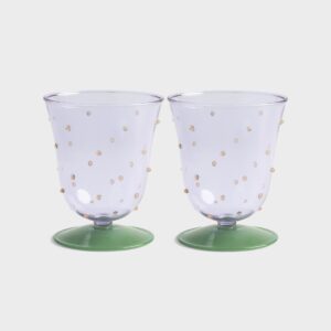 &K water glass dot purple set of 2