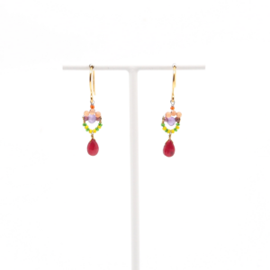 AX – oorbellen met robijn zoisitis, amethist en granaat