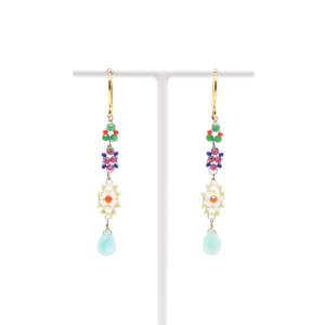 AX – oorbellen met amazoniet, kwarts en glasparels