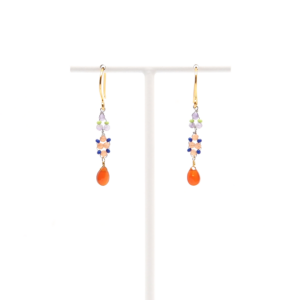 AX – oorbellen met amethist, kwarts en cornaline