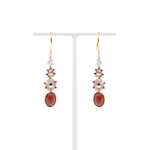 AX – oorbellen met amethist, granaat en kwarts