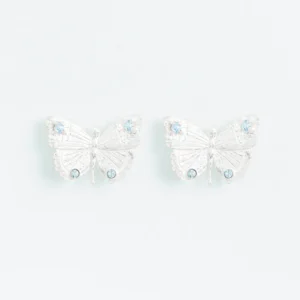 Wouters&Hendrix – vlinder studs met aquamarijn kristal