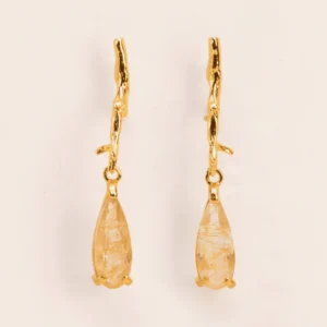 Wouters&Hendrix – oorbellen met tak structuur met rutielkwarts