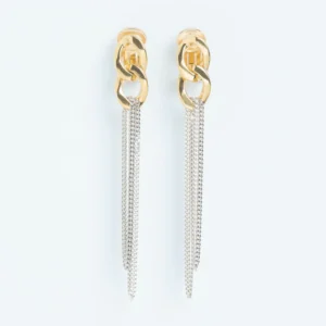 Wouters&Hendrix – statement clip-oorringen met ketting elementen