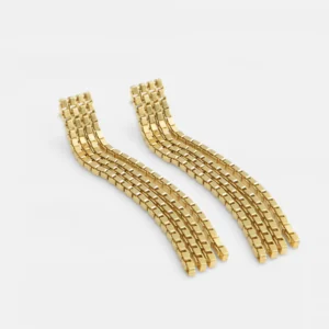 MHL – oorbellen met blokchain franjes zilver verguld