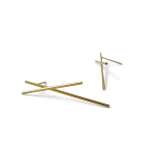 MHL – studs met front stripes zilver verguld