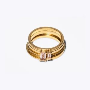 Lore Van Keer - brut ring met lichtroze morganiet zilver verguld