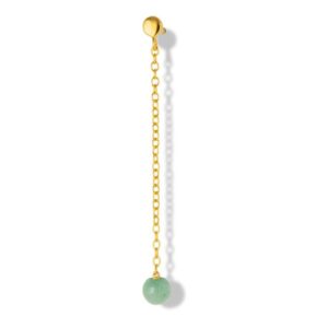 Lulu - single oorbel met ketting en lichtgroen bolletje