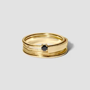 Lore Van Keer – noctis ring met onyx zilver verguld