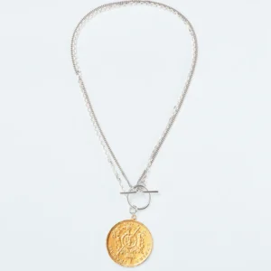 Wouters&Hendrix – statement ketting met grote munt en t-slot