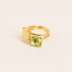 Wouters&Hendrix – dubbele ring met peridot kristal en serpentine