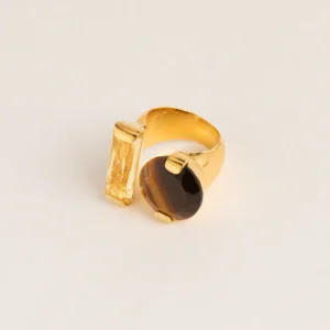 Wouters&Hendrix – statement ring met citrien en tijgeroog