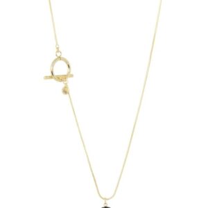 EB - vergulde fijne snake ketting met grote parel