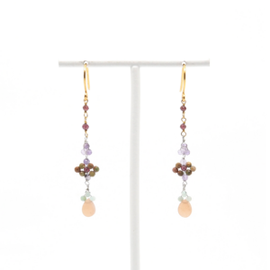 AX – oorbellen met jaspis, amethist en roze maansteen