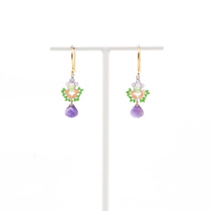 AX – oorbellen met amethist, peridot, kwarts en glasparels