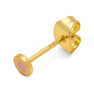 Lulu - single stud cirkeltje roze goudkleurig