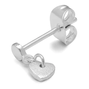 Lulu - single stud hart hangertje zilverkleurig