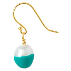 Lulu - single oorbel met baroque parel petrol