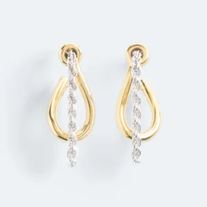 Wouters&Hendrix - statement oorbellen met zeemansslot en hangende touwketting