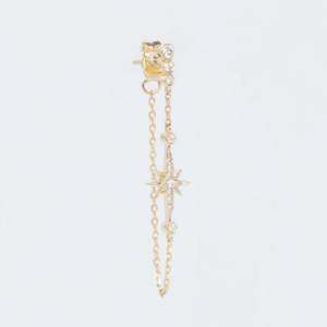 Céline D'aoust - 14K gouden single stud poolster met diamanten en ketting