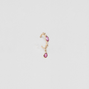 Céline D’aoust - 14K gouden single oorring met robijn en diamanten