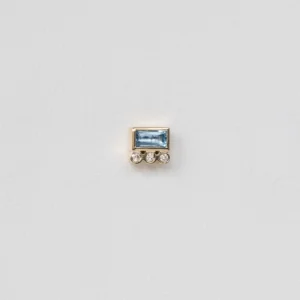 Céline D'aoust - 14K gouden single stud met aquamarijn en diamant