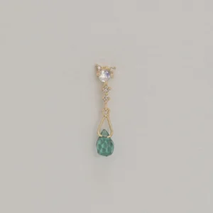 Céline D'aoust - 14K gouden single stud met maansteen en groen saffier