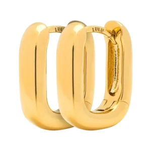 Lulu - chunky rechthoekige hoops verguld (paar)