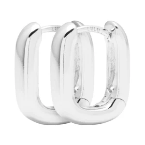 Lulu - chunky rechthoekige hoops zilver (paar)