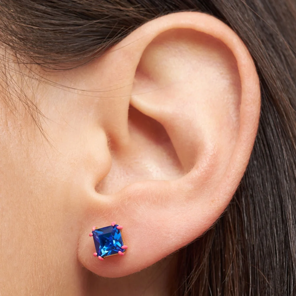 Lulu - single stud gala crystal bling capri blauw-roze - Image 2