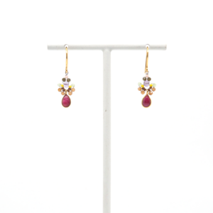 AX - oorbellen met granaat, rooskwarts en glasparels