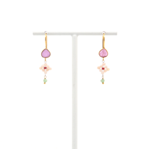 AX - oorbellen met granaat, lapiz lazuli en dalmatische jaspis