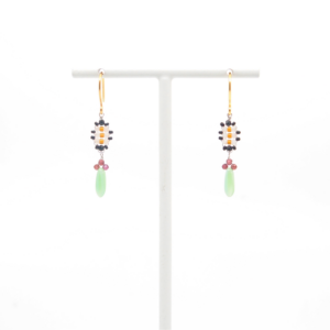 AX - oorbellen met granaat, chalcedoon en glasparels