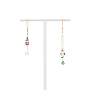 AX - oorbellen met parels, kwarts en glasparels