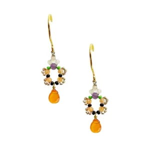 AX - oorbellen met carneool, amethist, kwarts en glasparels