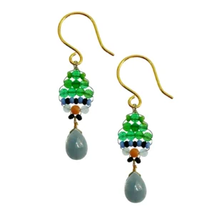 AX – oorbellen met kwarts, groene onyx en glasparels