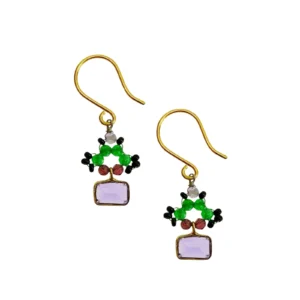AX - oorbellen met amethist, granaat, groene onyx en glasparels