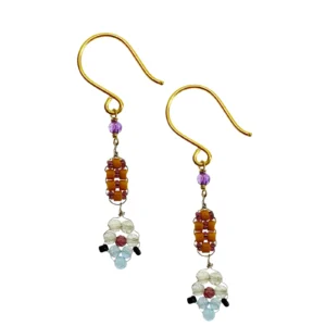 AX - oorbellen met amethist, labradoriet en glasparels