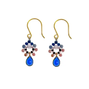 AX - oorbellen met amethist, kwarts en glasparels