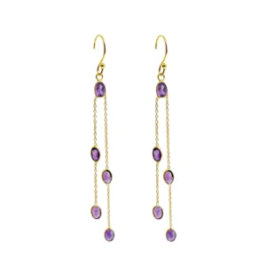 AX - oorbellen met kettingen en amethist