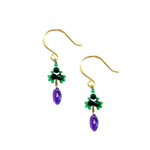 AX - oorbellen met amethist, malachiet en glasparels