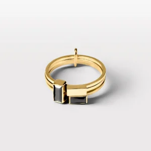 Lore Van Keer – capsule triple ring met onyx zilver verguld