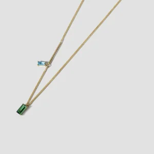 LVK - forma ketting met groene spinel en blauwe topaas