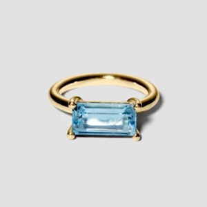 Lore Van Keer - noctis ring met blauwe aquamarijn verguld