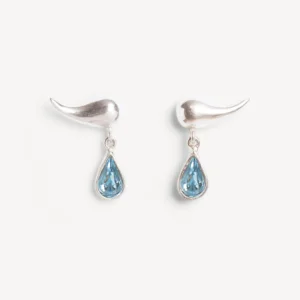 WH - druppelvormige oorbellen met hangend aquamarijnkristal