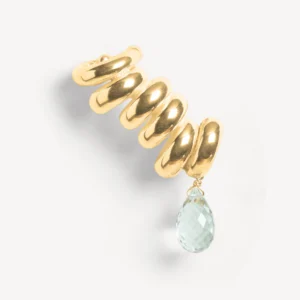 Wouters&Hendrix - single organische clip-on met cuff en hangende groene amethist