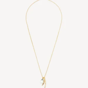 Wouters&Hendrix - ketting met bladeren en groene amethist hanger