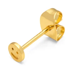 Lulu - single stud smiley goudkleurig