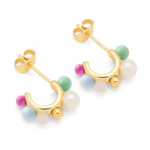 Lulu - space hoops skyride blue verguld (paar)